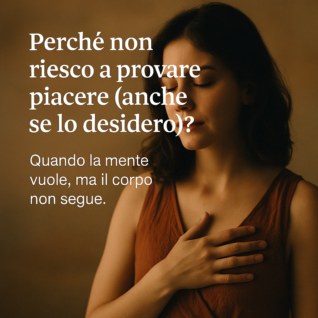 Perché non riesco a provare piacere essenza sensuale Donna con sguardo introspettivo e volto sereno, seduta in penombra, simbolo di blocco emotivo e ricerca del piacere interiore femminile.